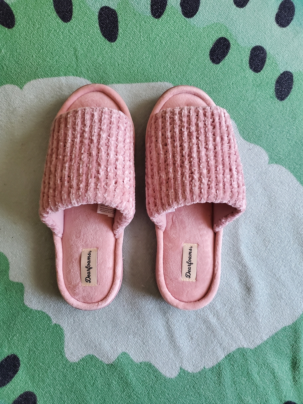 Dearfoams Pink Cozy Chenille Slide Slippers for Women 9/10
